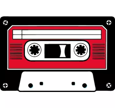 Red & Black Cassette Tape Decal - TenStickers