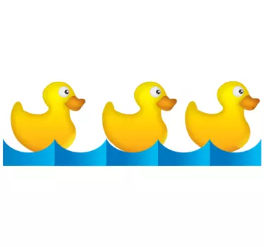 Row of Yellow Ducks Bathroom Sticker - TenStickers