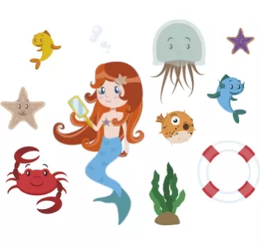 Sailor and Sea Life Objects Stickers - TenStickers