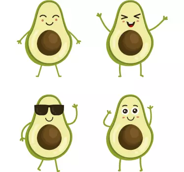 Set funny avocados fruit wall sticker - TenStickers