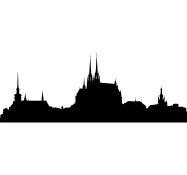 Skyline silhouette prague city outline - TenStickers
