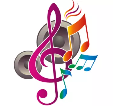 Speakers and Musical Notes Wall Sticker - TenStickers