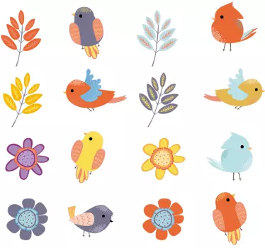 spring birds set bird decal - TenStickers