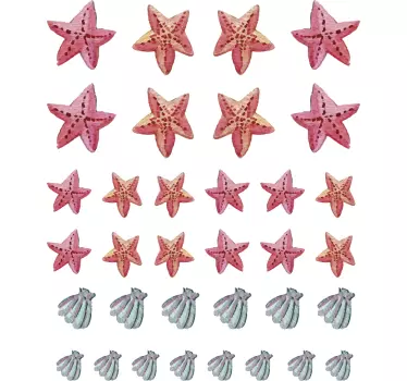 Starfish and Shells Wall Sticker - TenStickers