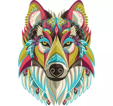 Tribal Wolf Living Room Wall Decor - TenStickers