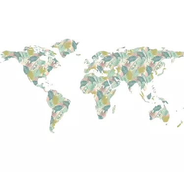 Tropical World Map Wall Sticker - TenStickers