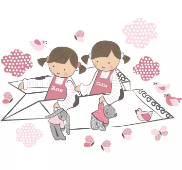 Two Girls Personalised Kids Wall Sticker - TenStickers