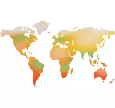Watercolour World Map Sticker - TenStickers