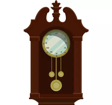 Brown Wooden Clock Wall Decal - TenStickers