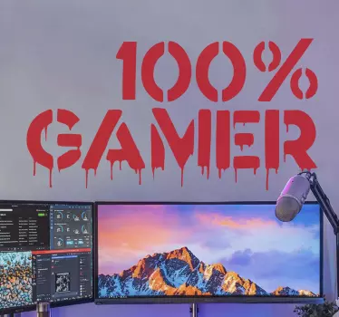 100% gamer graffiti textured  video game sticker - TenStickers