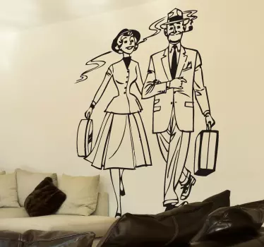 1950s Couple Sticker - TenStickers