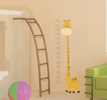 Yellow Giraffe Height Chart Kids Room Wall Sticker - TenStickers