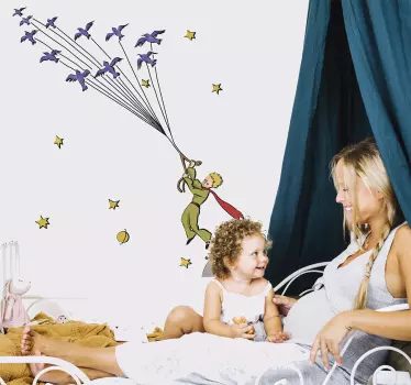 Little Prince Flying Birds Sticker - TenStickers