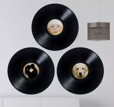 Personalised vinyl records living room wall sticker - TenStickers