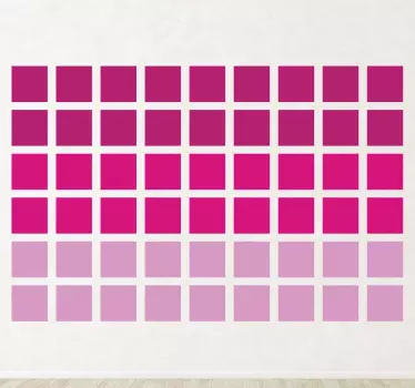 Pink Fade Squares Sticker - TenStickers