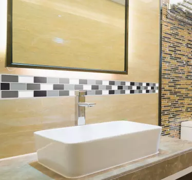 Kitchen wall sticker grey tones tiles - TenStickers