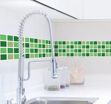 Green Tones Tile Border Sticker - TenStickers