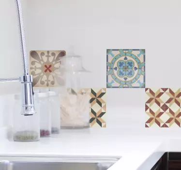 Wall tile adhesive hydraulic patterns - TenStickers