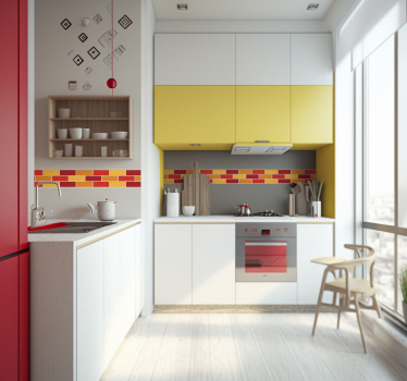 Kitchen wall sticker warm tones tile - TenStickers