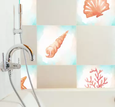 Sea Elements Wall Tile Sticker - TenStickers