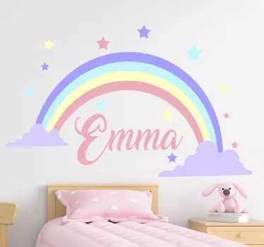 Customizable name rainbow wall sticker for kids - TenStickers