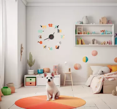 Dogs clock wall stickers children's room - TenStickers