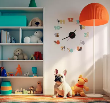 Dogs clock wall stickers children's room - TenStickers
