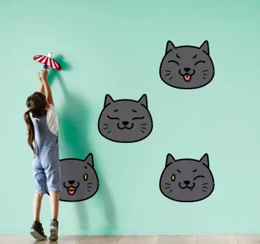 9 cute cartoon cats dog decal - TenStickers