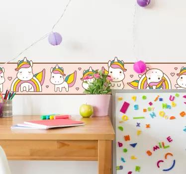 Adorable unicorn personalities wall border sticker - TenStickers