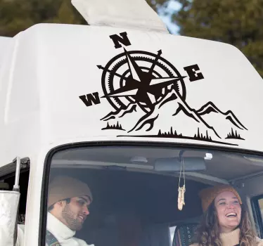 adventure compass campervan decal - TenStickers