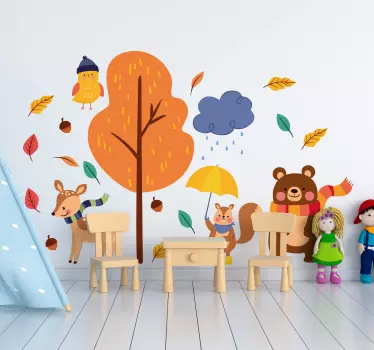 Animal autumn environment wild animal sticker - TenStickers