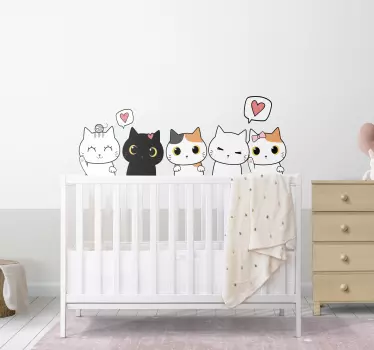 Anime cats family cartoon wall sticker - TenStickers