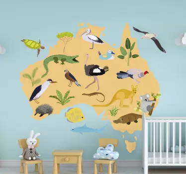 Australian Kids World map wall sticker - TenStickers