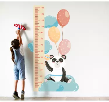 Baby panda with air balloons height chart sticker - TenStickers