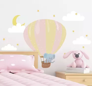 Balloon elephant illustration wall art - TenStickers