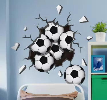 Balls falling from the wall football kids room wall sticker - TenStickers