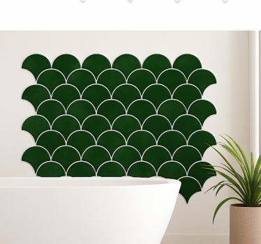 Bathroom wall sticker emerald green fish scale - TenStickers