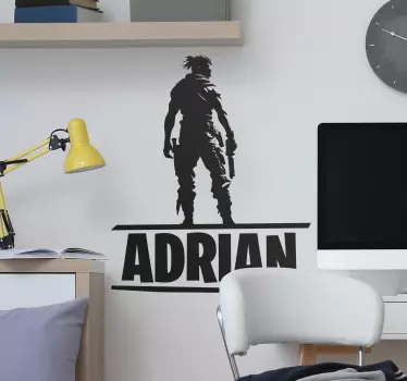 Battle character with name video game decal - TenStickers