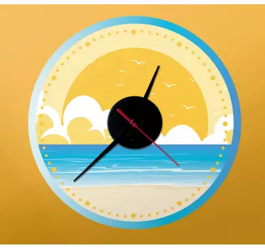 Beach Sunset Scene clock wall sticker - TenStickers