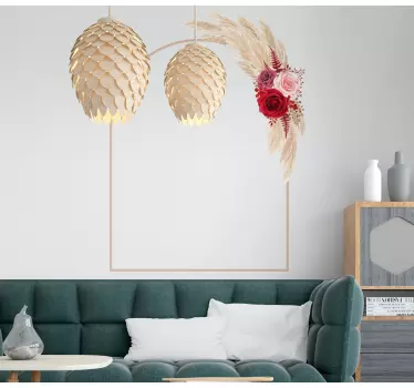 Beautiful arch frame dry pampas mirror wall sticker - TenStickers