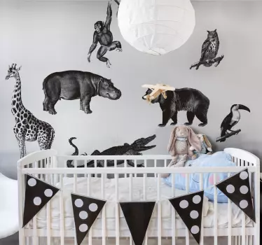 Black and white jungle wild animal sticker - TenStickers