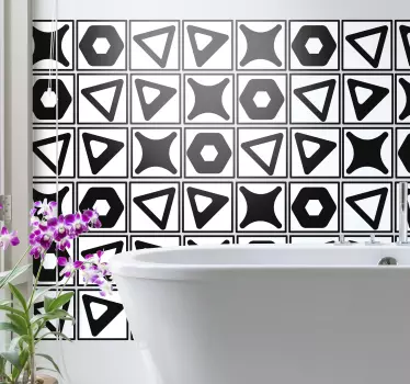 black and white tile transfer - TenStickers