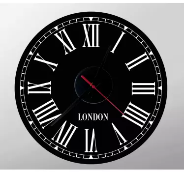 Black and white with Roman numbers clock sticker - TenStickers