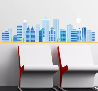Blue Skyline Wall Sticker - TenStickers