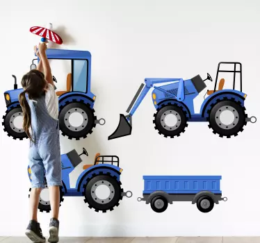 Blue tractor pack toy decal - TenStickers