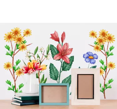 Botanical garden drawing flower wall decal - TenStickers