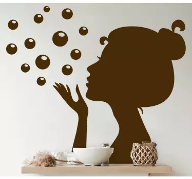 Bubbles and Silhouette bathroom wall sticker - TenStickers