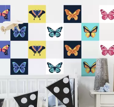Butterfly set tile transfer - TenStickers