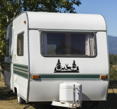 Campervan decal forest deer family - TenStickers