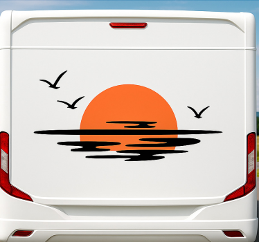 Campervan decal orange sunset - TenStickers